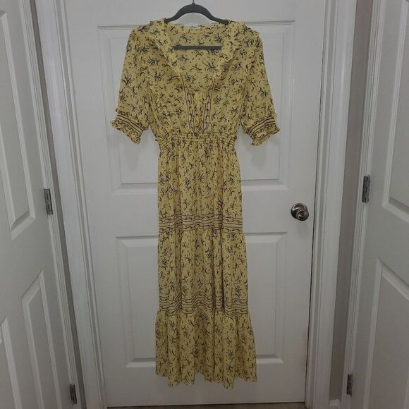 Max Studio Yellow Sundress with Peter Pan Collar - Picture 1 of 6